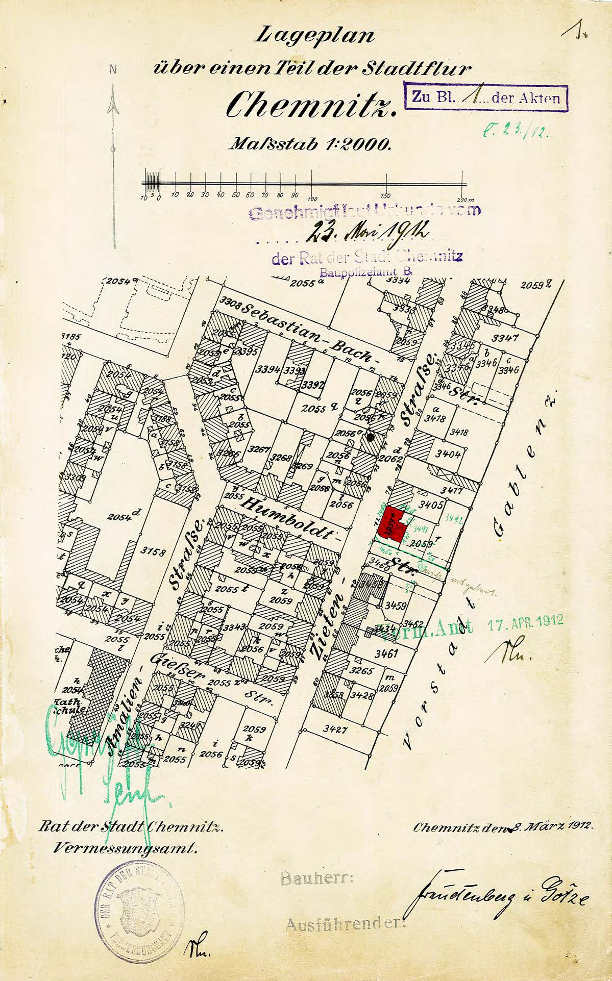 Zietenstraße 72, Lageplan 1912